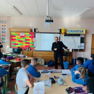 Bishop Fintan visits the students preparing for Confirmation in the Holy Family School